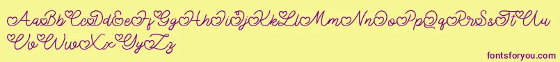 Lovely Valentine Font – Purple Fonts on Yellow Background