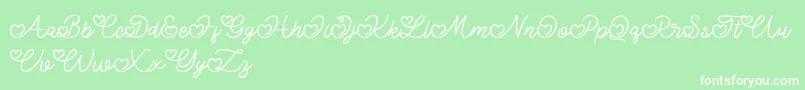 Czcionka Lovely Valentine – białe czcionki na zielonym tle