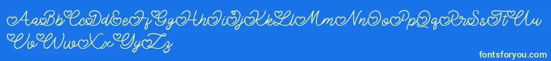 Czcionka Lovely Valentine – żółte czcionki na niebieskim tle