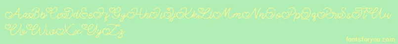 fuente Lovely Valentine – Fuentes Amarillas Sobre Fondo Verde