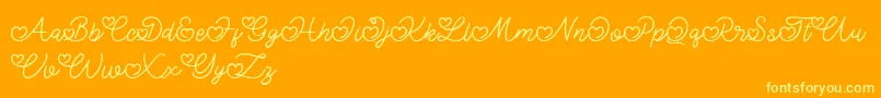 Czcionka Lovely Valentine – żółte czcionki na pomarańczowym tle