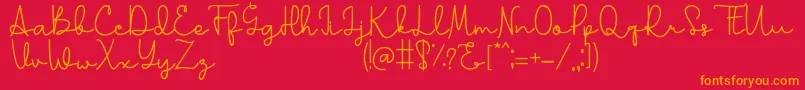 Lovely Font – Orange Fonts on Red Background