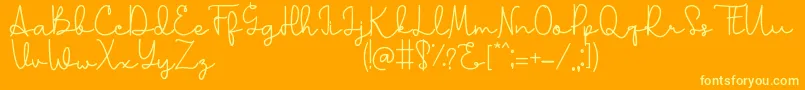 Lovely-Schriftart – Gelbe Schriften auf orangefarbenem Hintergrund