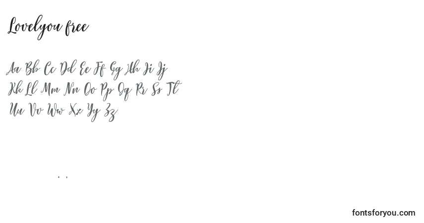 Schriftart Lovelyou free – Alphabet, Zahlen, spezielle Symbole
