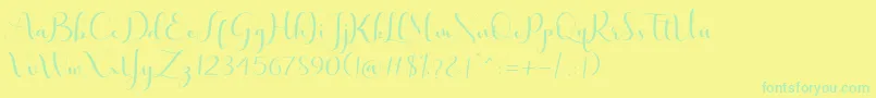 フォントlovelyvalentine free – 黄色い背景に緑の文字