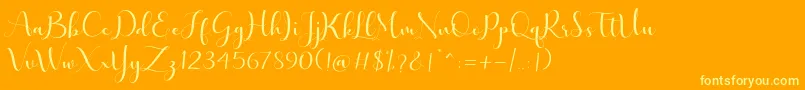 lovelyvalentine free-Schriftart – Gelbe Schriften auf orangefarbenem Hintergrund