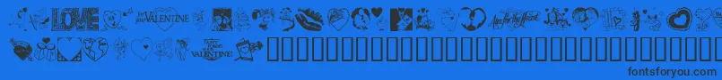 LovePoision-Schriftart – Schwarze Schriften auf blauem Hintergrund