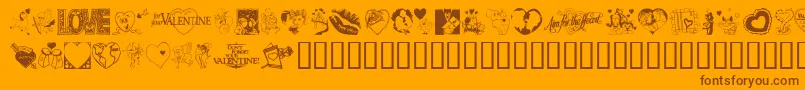 LovePoision-Schriftart – Braune Schriften auf orangefarbenem Hintergrund