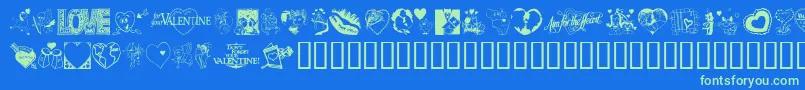 LovePoision Font – Green Fonts on Blue Background