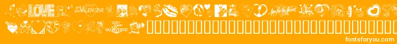 LovePoision-Schriftart – Weiße Schriften auf orangefarbenem Hintergrund