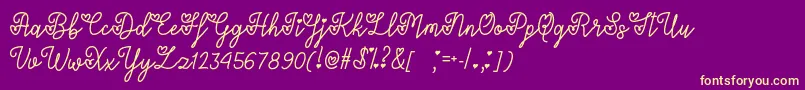 Lovers in February  -Schriftart – Gelbe Schriften auf violettem Hintergrund