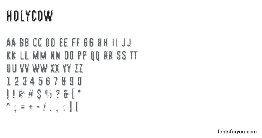 A fonte HolyCow – alfabeto, números, caracteres especiais