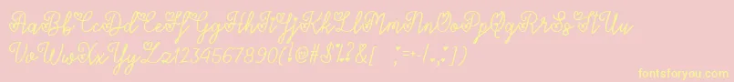 Lovers in February  -Schriftart – Gelbe Schriften auf rosa Hintergrund
