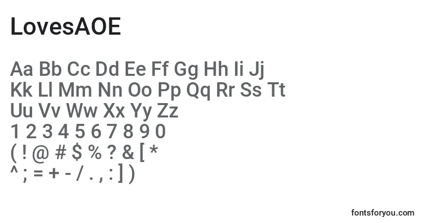 Schriftart LovesAOE (133042) – Alphabet, Zahlen, spezielle Symbole