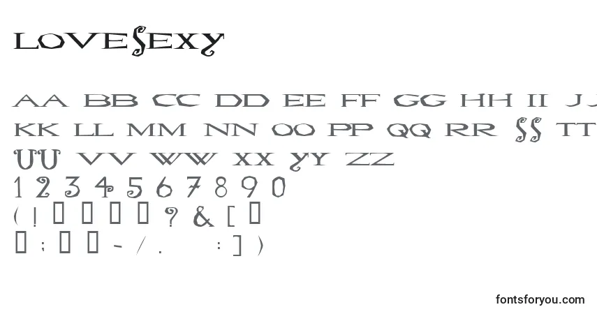 A fonte LOVESEXY (133043) – alfabeto, números, caracteres especiais