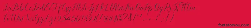 Lovestrong Script PERSONAL USE-Schriftart – Schwarze Schriften auf rotem Hintergrund