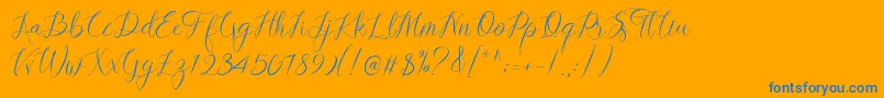 Lovestrong Script PERSONAL USE-fontti – siniset fontit oranssilla taustalla