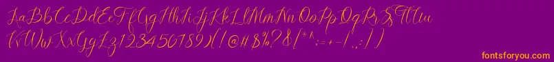 fuente Lovestrong Script PERSONAL USE – Fuentes Naranjas Sobre Fondo Morado