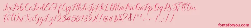 Fonte Lovestrong Script PERSONAL USE – fontes vermelhas em um fundo rosa