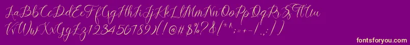 Lovestrong Script PERSONAL USE Font – Yellow Fonts on Purple Background