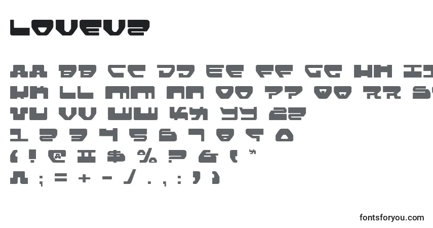 Schriftart Lovev2 (133045) – Alphabet, Zahlen, spezielle Symbole