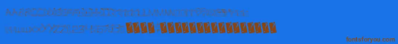 フォントLinefever – 茶色の文字が青い背景にあります。