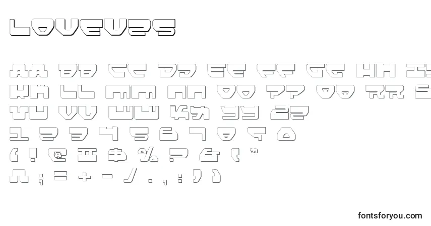 A fonte Lovev2s (133053) – alfabeto, números, caracteres especiais