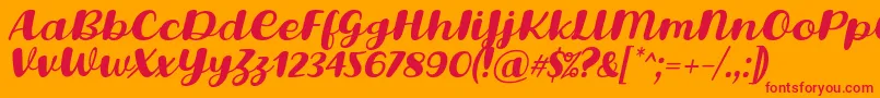 Lovina Octover Five Italic Font by Situjuh 7NTypes Font – Red Fonts on Orange Background