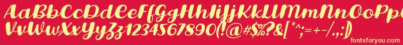 フォントLovina Octover Five Italic Font by Situjuh 7NTypes – 黄色の文字、赤い背景
