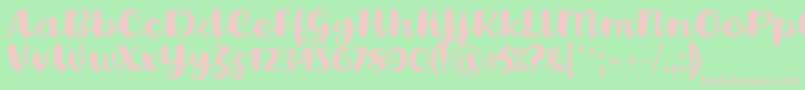 フォントLovina Octover Five Regular Font by Situjuh 7NTypes – 緑の背景にピンクのフォント
