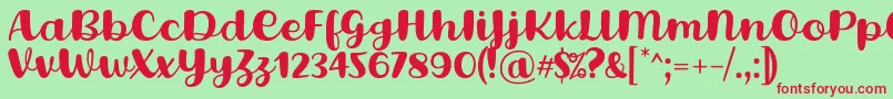 Lovina Octover Five Regular Font by Situjuh 7NTypes Font – Red Fonts on Green Background