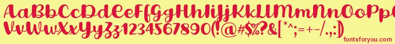 フォントLovina Octover Five Regular Font by Situjuh 7NTypes – 赤い文字の黄色い背景