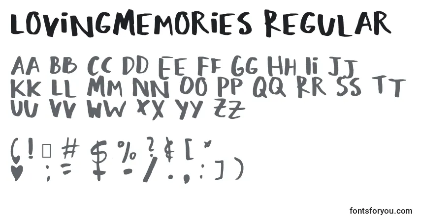 Czcionka LovingMemories Regular – alfabet, cyfry, specjalne znaki