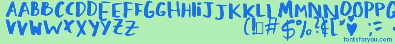 LovingMemories Regular Font – Blue Fonts on Green Background