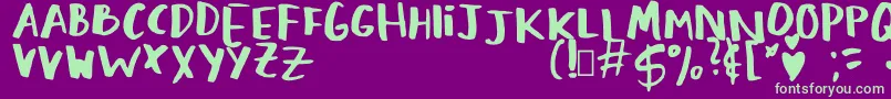 LovingMemories Regular Font – Green Fonts on Purple Background