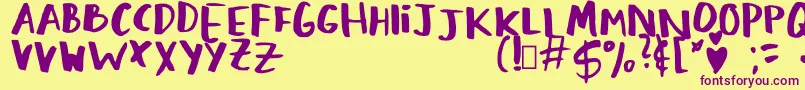 LovingMemories Regular Font – Purple Fonts on Yellow Background
