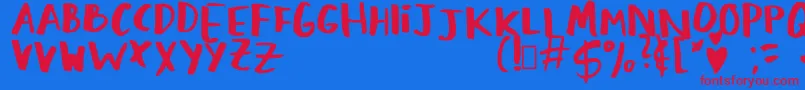 LovingMemories Regular Font – Red Fonts on Blue Background