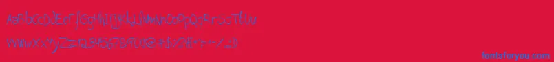 LOVITZ  -Schriftart – Blaue Schriften auf rotem Hintergrund