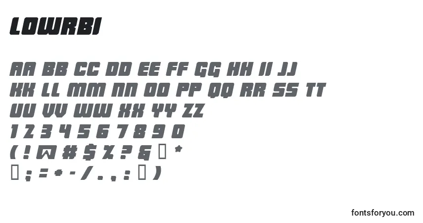 Шрифт LOWRBI   (133062) – алфавит, цифры, специальные символы