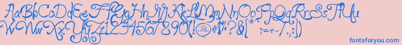 フォントloyalfame v1 1 – ピンクの背景に青い文字