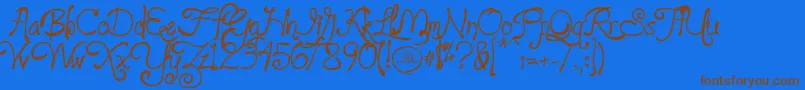 フォントloyalfame v1 1 – 茶色の文字が青い背景にあります。