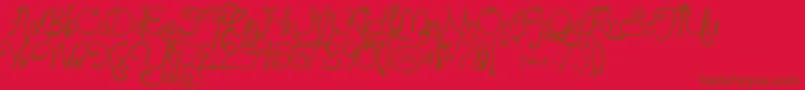 Czcionka loyalfame v1 1 – brązowe czcionki na czerwonym tle