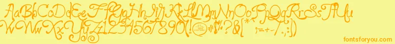 loyalfame v1 1-Schriftart – Orangefarbene Schriften auf gelbem Hintergrund