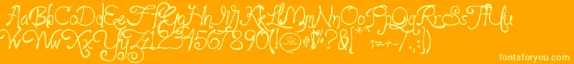 loyalfame v1 1-fontti – keltaiset fontit oranssilla taustalla