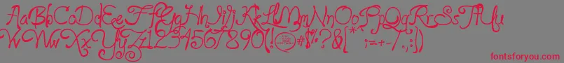 フォントloyalfame v1 1 – 赤い文字の灰色の背景