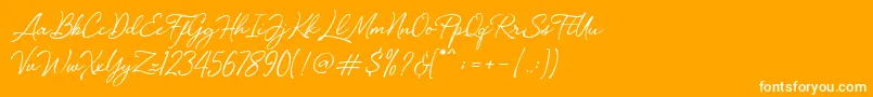 Loyalty Script Demo-Schriftart – Weiße Schriften auf orangefarbenem Hintergrund