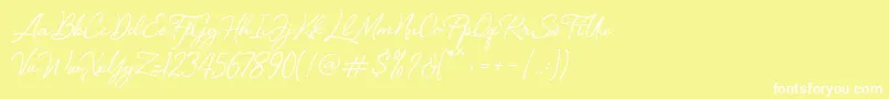 Loyalty Script Demo-Schriftart – Weiße Schriften auf gelbem Hintergrund