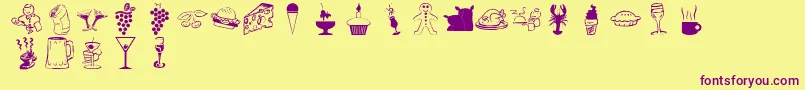 lpfood Font – Purple Fonts on Yellow Background