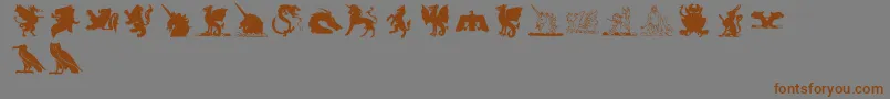 フォントlpmyth2 – 茶色の文字が灰色の背景にあります。