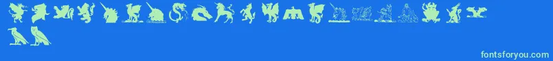 lpmyth2 Font – Green Fonts on Blue Background